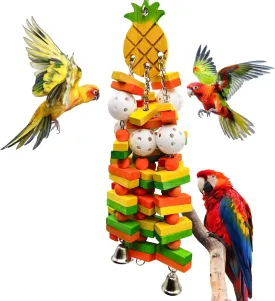 18 inches Interactive Bird Toys for Large Parrots, Cockatoos, Cockatiels, and Parakeets Natural Wooden Bird Chewing Toys