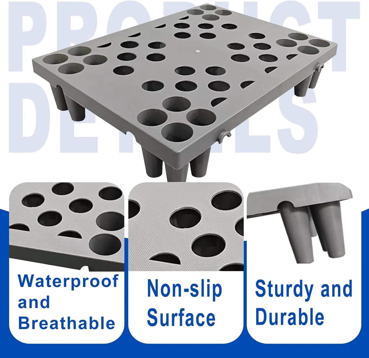 2 Pcs Plastic Pallets, Lightweight Waterproof Plastic Floor Pallet for Basement Storage, Nestable Storage Pad with Extensive Uses for Garage Kitchen Supermarket Warehouse (15.7x11.8x3.9in)