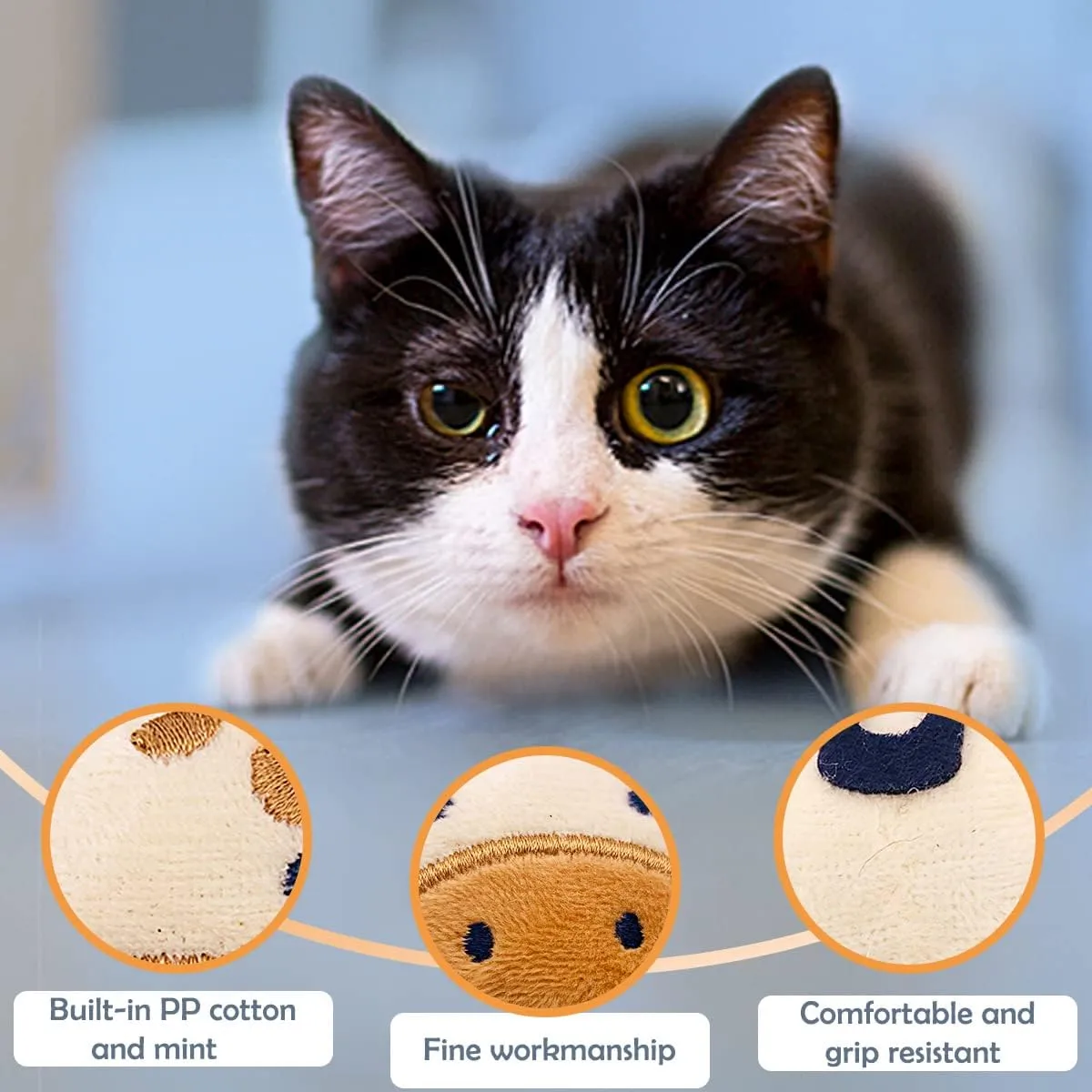 20Pcs Catnip Toys Interactive Cat Toy for Indoor Cats Soft PP Cotton Inside Kitten Entertaining Toys Cute Kitty Plush Pillow Training Chewing Toys Cats Birthday Gift