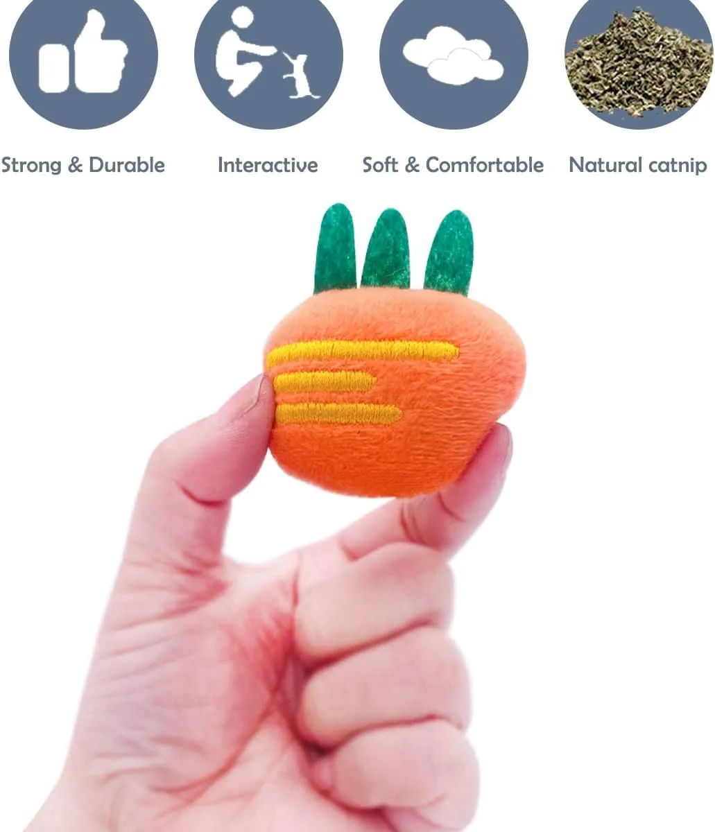 20Pcs Catnip Toys Interactive Cat Toy for Indoor Cats Soft PP Cotton Inside Kitten Entertaining Toys Cute Kitty Plush Pillow Training Chewing Toys Cats Birthday Gift