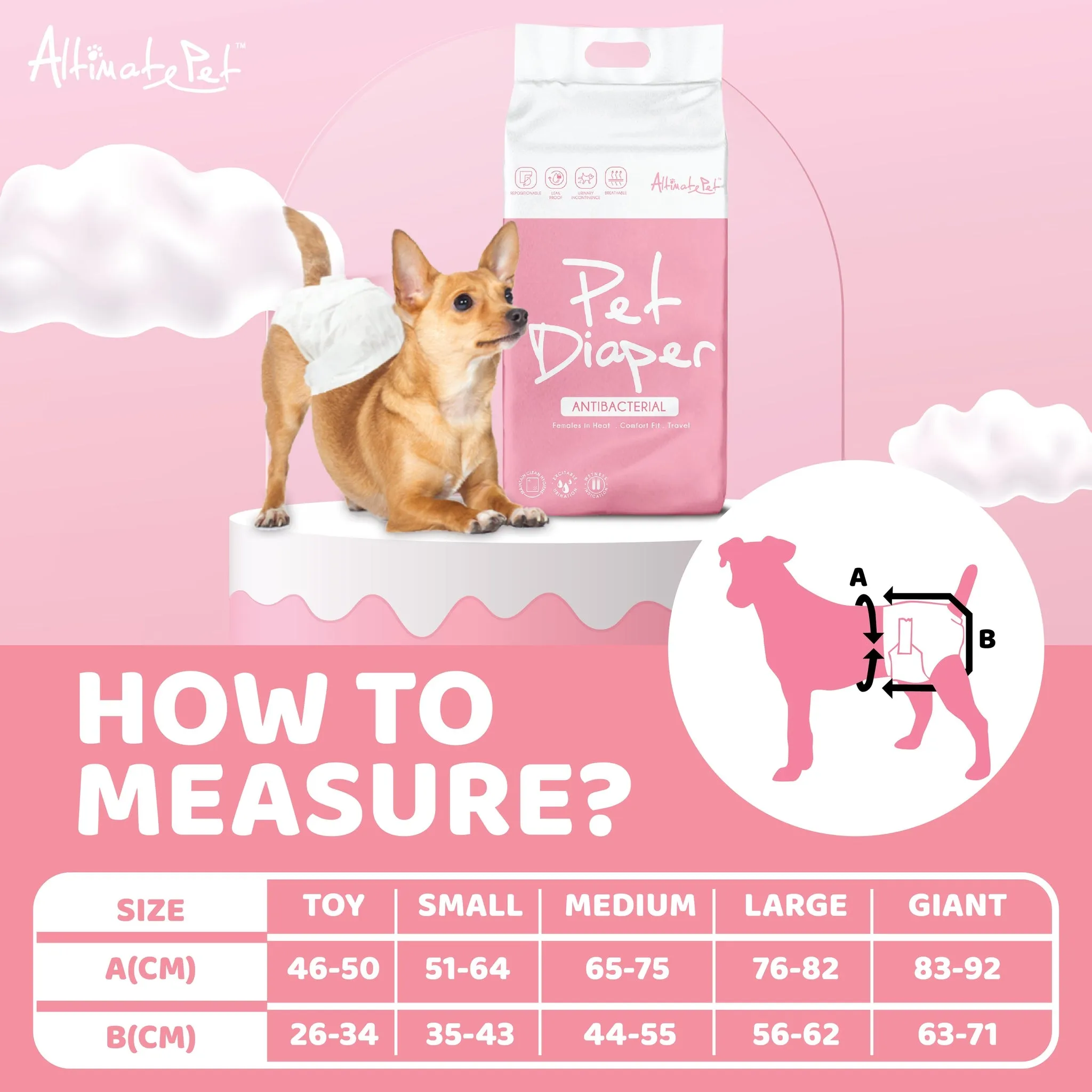 Altimate Pet Antibacterial Disposable Pet Diaper (5 Sizes)