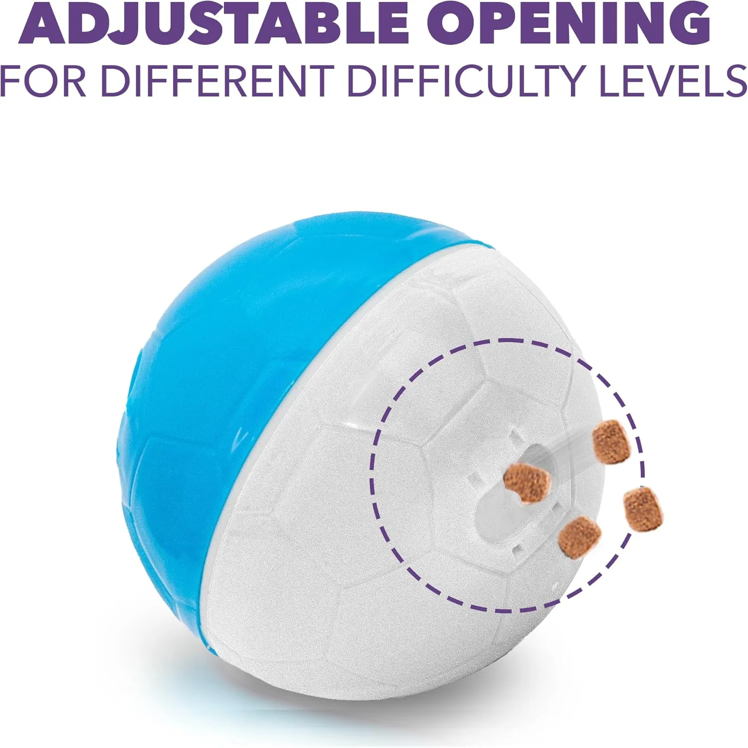 amicus - Crazy Ball Treat Dispenser - Pets Treat Ball - Interactive Treat Dispensing PetsToy - Pets Enrichment Toys - Pets Toys to Keep Them Busy - Slow Feeder - 300g/10.5 oz - White/Blue