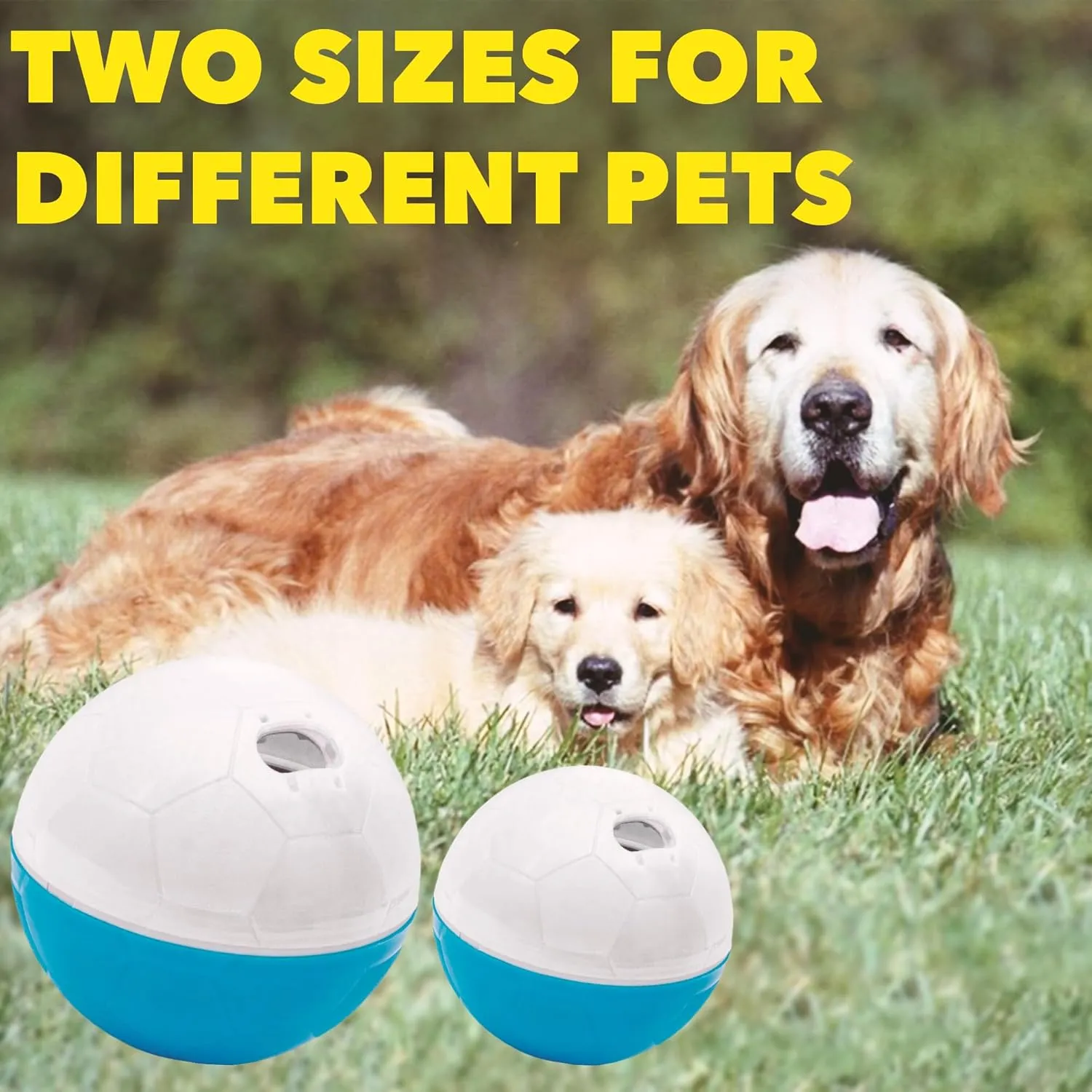 amicus - Crazy Ball Treat Dispenser - Pets Treat Ball - Interactive Treat Dispensing PetsToy - Pets Enrichment Toys - Pets Toys to Keep Them Busy - Slow Feeder - 300g/10.5 oz - White/Blue