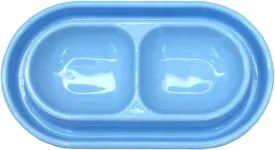 Ant Proof Cat Dish Pet Feeder 32 Oz Food Water Bowl for Small Medium Size Dogs Cats (Blue,M)