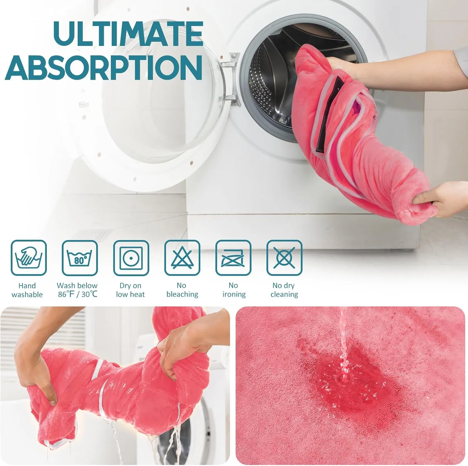 Avont Dog Bathrobe - Super Absorbent Pet Drying Towel Bath Robes After Bath Shower Swim Wet Walk for Puppies -Pink(M)