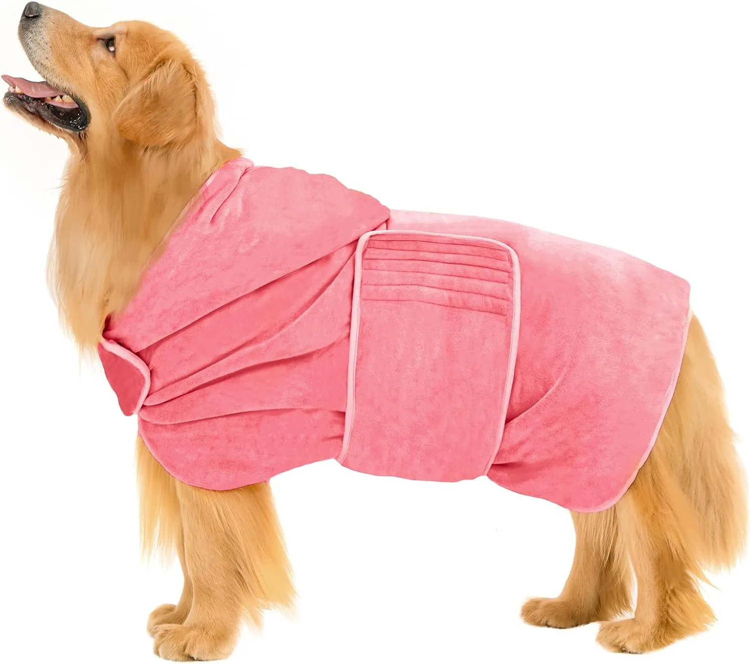 Avont Dog Bathrobe - Super Absorbent Pet Drying Towel Bath Robes After Bath Shower Swim Wet Walk for Puppies -Pink(M)