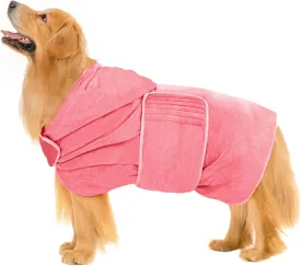 Avont Dog Bathrobe - Super Absorbent Pet Drying Towel Bath Robes After Bath Shower Swim Wet Walk for Puppies -Pink(M)