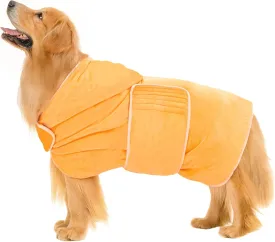 Avont Dog Bathrobe - Super Absorbent Pet Drying Towel Bath Robes After Bath Shower Swim Wet Walk for Puppies -Yellow(M)