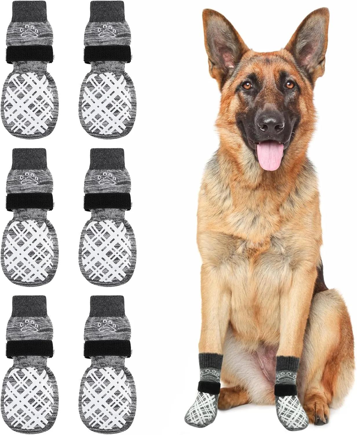 BEAUTYZOO Dog Socks to Prevent Licking for Hardwood Floors - Socks for Small Medium Large Dogs - Hot/Cold Pavement Traction Control Non Skid Anti Slip Socks for Puppy Old Senior Dog, Paw Protector