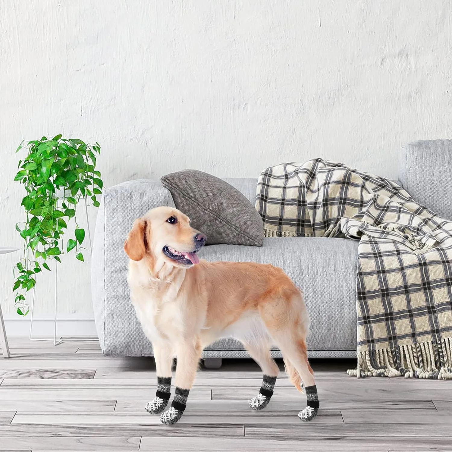 BEAUTYZOO Dog Socks to Prevent Licking for Hardwood Floors - Socks for Small Medium Large Dogs - Hot/Cold Pavement Traction Control Non Skid Anti Slip Socks for Puppy Old Senior Dog, Paw Protector