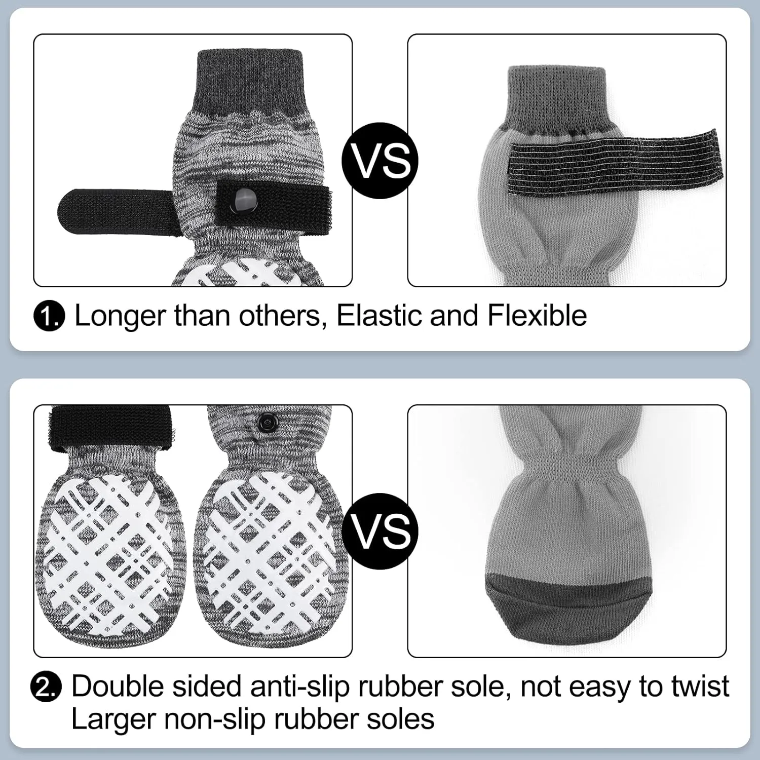 BEAUTYZOO Dog Socks to Prevent Licking for Hardwood Floors - Socks for Small Medium Large Dogs - Hot/Cold Pavement Traction Control Non Skid Anti Slip Socks for Puppy Old Senior Dog, Paw Protector