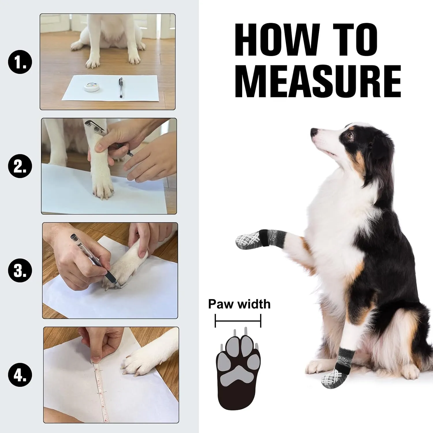 BEAUTYZOO Dog Socks to Prevent Licking for Hardwood Floors - Socks for Small Medium Large Dogs - Hot/Cold Pavement Traction Control Non Skid Anti Slip Socks for Puppy Old Senior Dog, Paw Protector