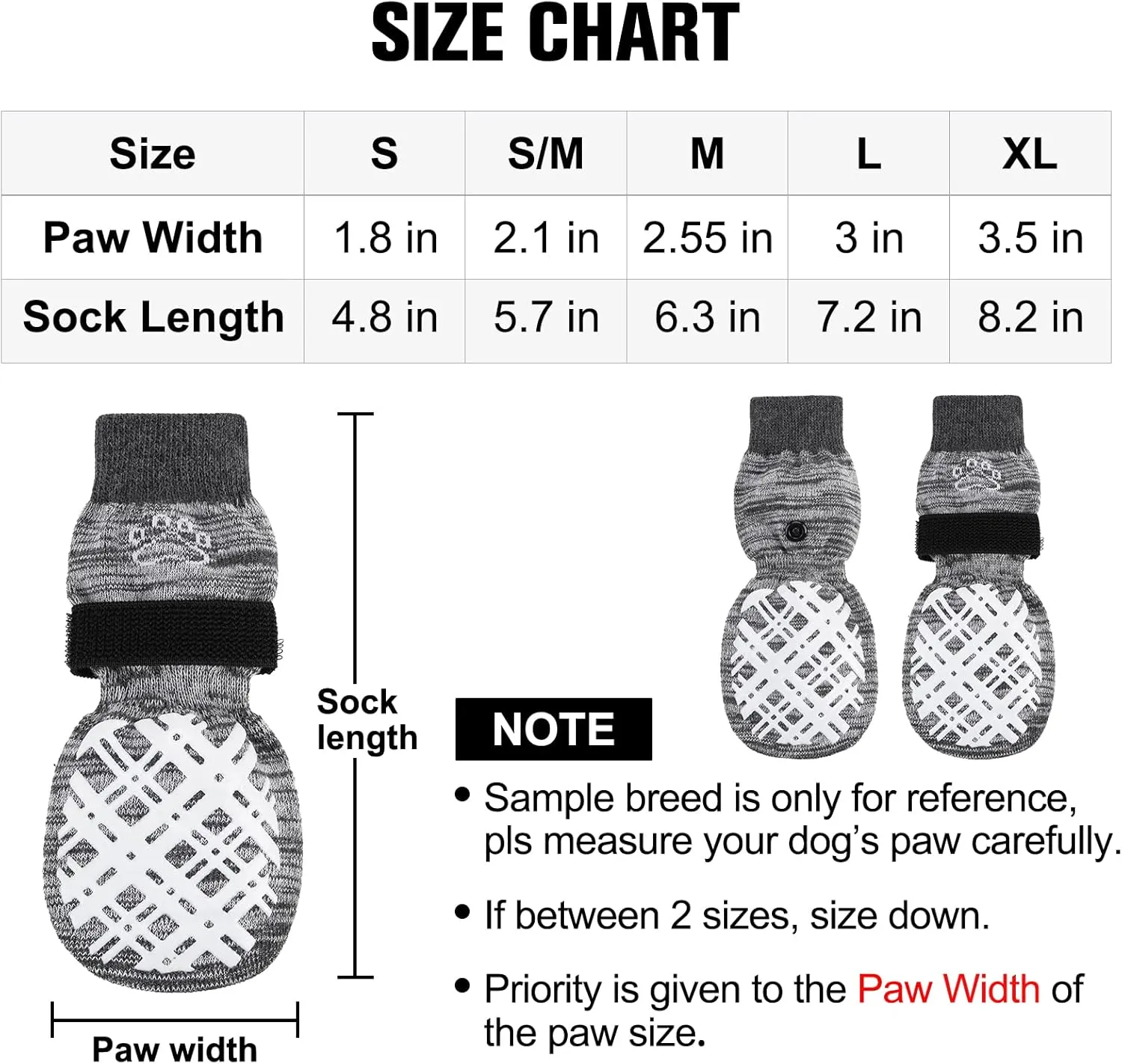 BEAUTYZOO Dog Socks to Prevent Licking for Hardwood Floors - Socks for Small Medium Large Dogs - Hot/Cold Pavement Traction Control Non Skid Anti Slip Socks for Puppy Old Senior Dog, Paw Protector