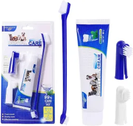 Best Dog Toothbrush & Toothpaste Kit for Pomeagle and Other Mixed Breed Dogs Dogs - Natural Ingredients Reduce Plaque, Whiten Teeth, Freshen Breath