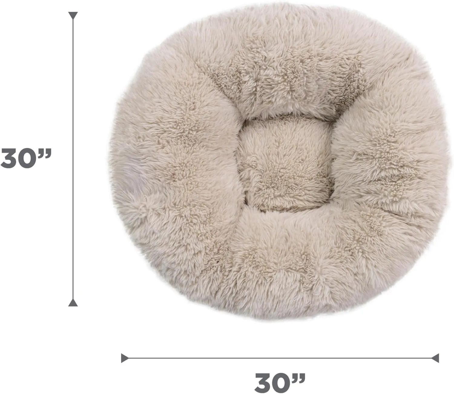 Best Friends by Sheri Ultra Calming Pouf Bed, Orthopedic Round Dog Bed for Joint Support, Faux Fur, Washable Cover, Tan, Medium, 30"x30"