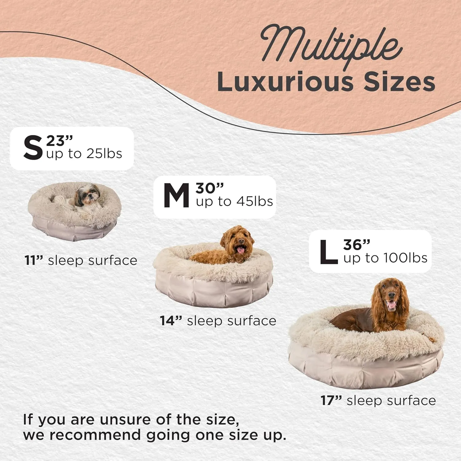 Best Friends by Sheri Ultra Calming Pouf Bed, Orthopedic Round Dog Bed for Joint Support, Faux Fur, Washable Cover, Tan, Medium, 30"x30"