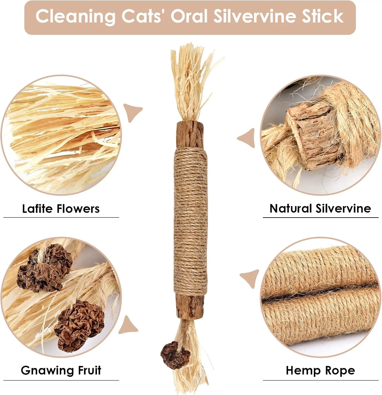 Bissap 10 PCS Silvervine Chew Sticks for Cats, Catnip Chew Sticks Cat Toys for Indoor Cat Kitten Teeth Grinding Interactive Feather Toys for Aggressive Chewers Dental Care