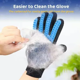 Blue Pet Grooming Gloves - Ideal for Dogs, Cats, and Rabbits with Short or Long Fur - Versatile for Bathing, Massaging, Shedding, and Brushing