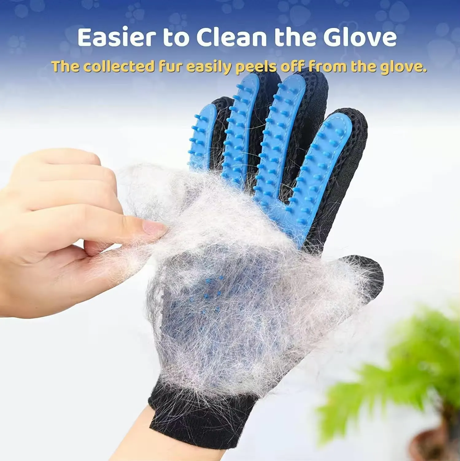 Blue Pet Grooming Gloves - Ideal for Dogs, Cats, and Rabbits with Short or Long Fur - Versatile for Bathing, Massaging, Shedding, and Brushing