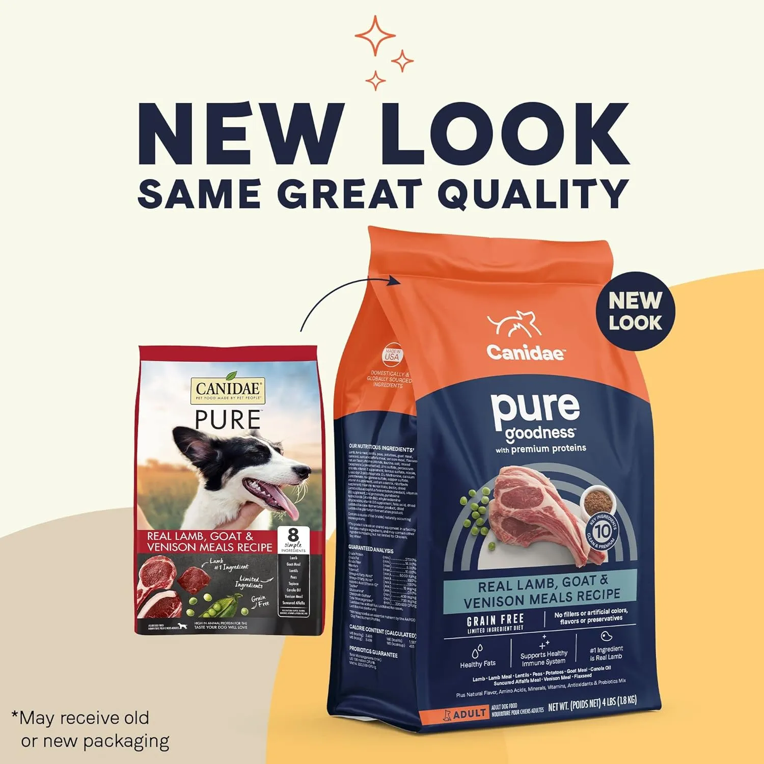 Canidae Pure Limited Ingredient Premium Adult Dry Dog Food, Real Lamb, Goat & Venison Meals Recipe, 4 lbs, Grain Free