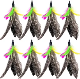Cat Feather Toys Refills, 8 Pieces Natural Da Bird Feathers Refill, Cat Wand Replacement Feather for Indoor Cats (D)