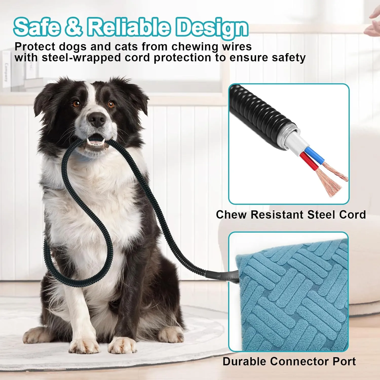 Cat Heating Pad, 18x18 in Pet Heating Pad for Dogs and Cats, Heated Cat Bed with Chew Resistant Cord, Temperature and Timer Adjustable Controller, Soft Plush Cloth Cover