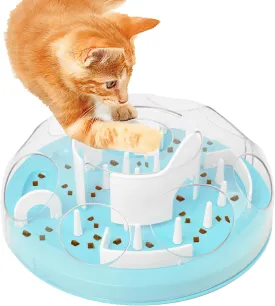 Cat Puzzle Feeder Interactive Enrichment Toys for Indoor Cats Slow Feeder Food Treat Puzzle Cat Stimulation Toys Blue