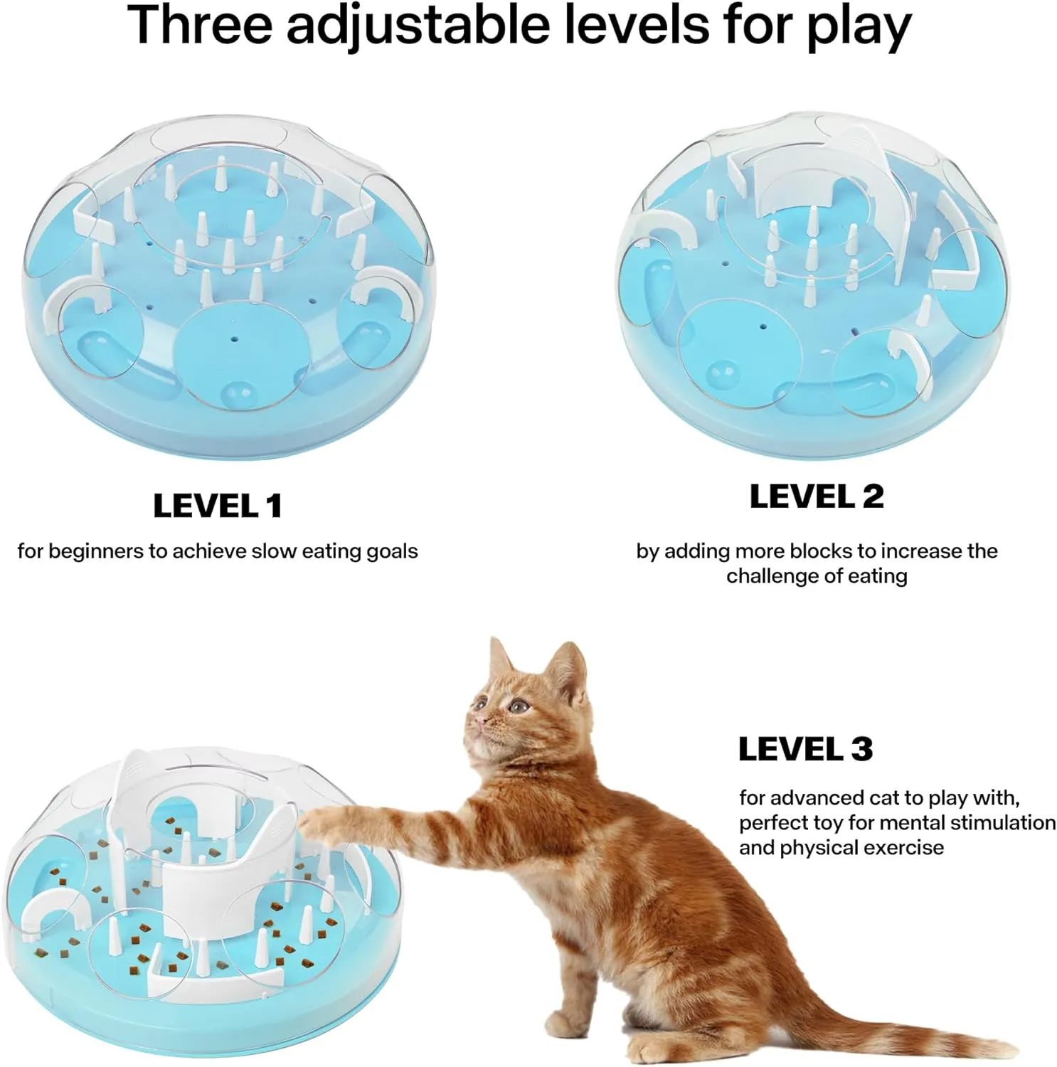Cat Puzzle Feeder Interactive Enrichment Toys for Indoor Cats Slow Feeder Food Treat Puzzle Cat Stimulation Toys Blue