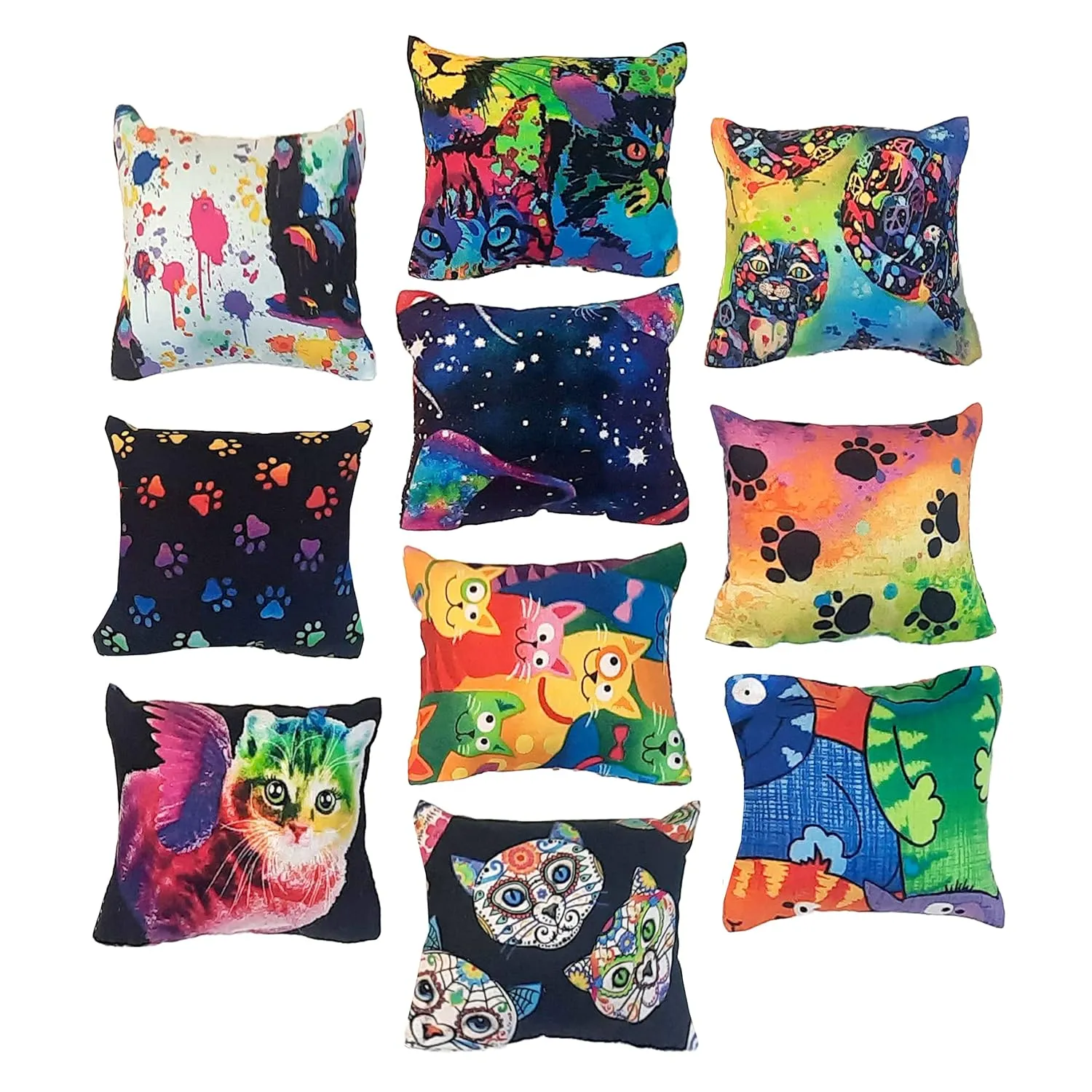 Catnip Pillow toys set of 3, Catnip pillow, Catnip toys, Cat kicker pillow, Christmas gifts for cats, cat birthday gifts, Cat toy under 15, random set/20 designs, Made in USA
