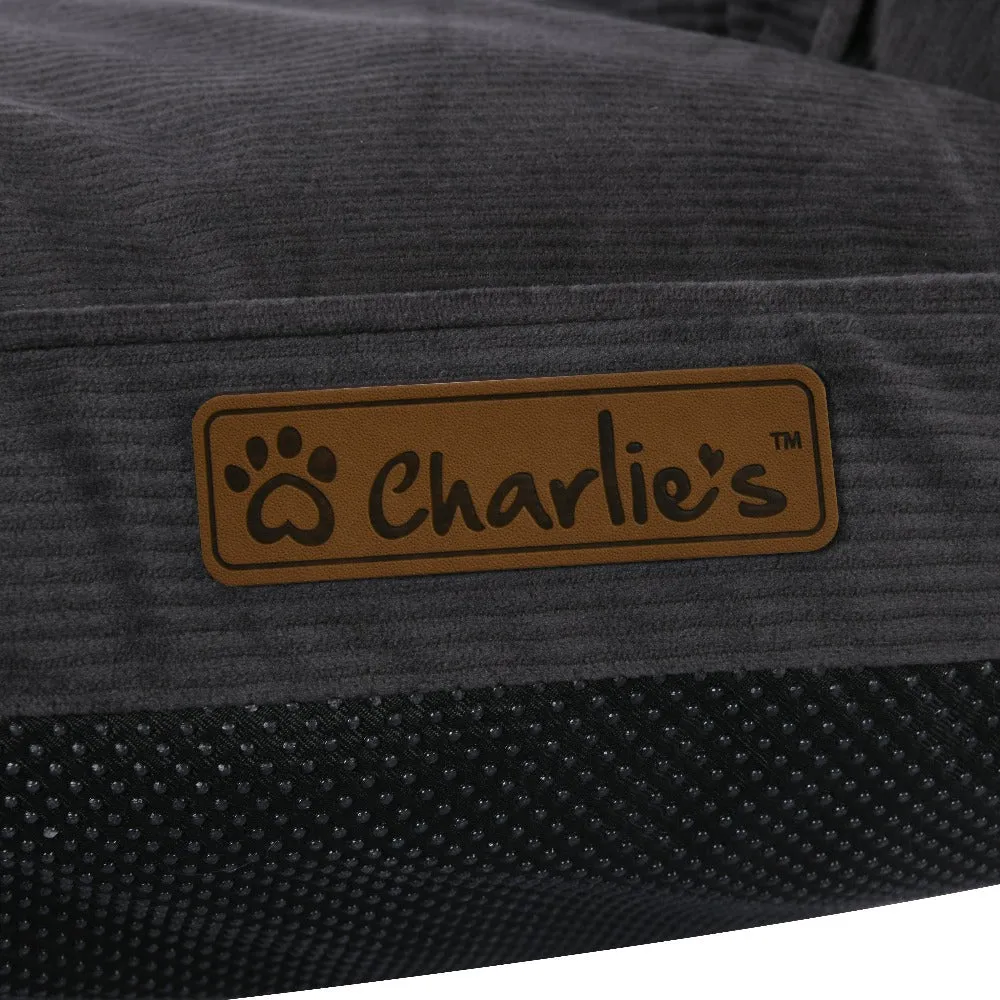 Charlie's Corduroy Dog Sofa Bed Charcoal Small