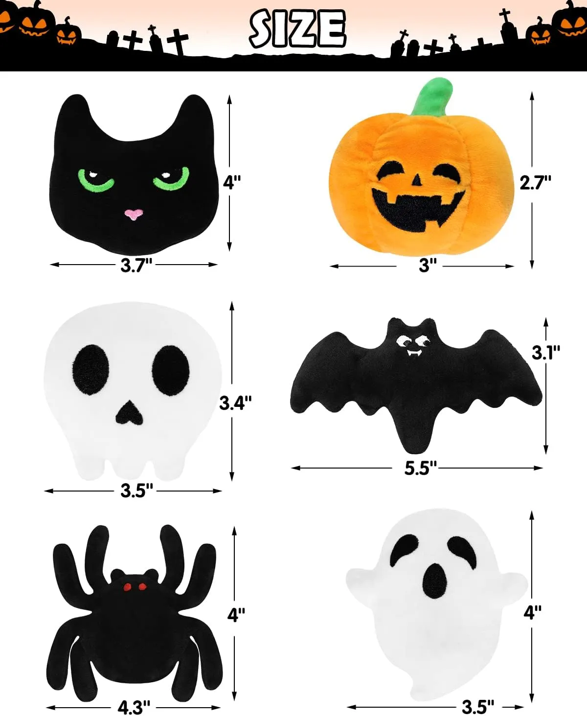 CiyvoLyeen 6PCS Halloween Catnip Toys Plush Cat Chew Bite Toys Teething Interactive Catnip Filled Kitten Toy for Halloween Cat Lover Gift