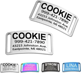 Customized Engraved Slide-On Pet ID Tags,Personalized Stainless Steel Collar Tag, Noise-Free Design for Dogs & Cats,Durable & Lightweight 4 Size for Large and Small Pets,Closed EndsSilver