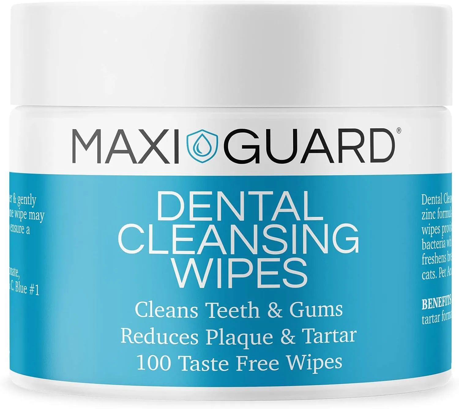 Dental Cleansing Wipes for Dogs, Cats, Horses and Companion Animals (100 Wipes), Light Blue/White