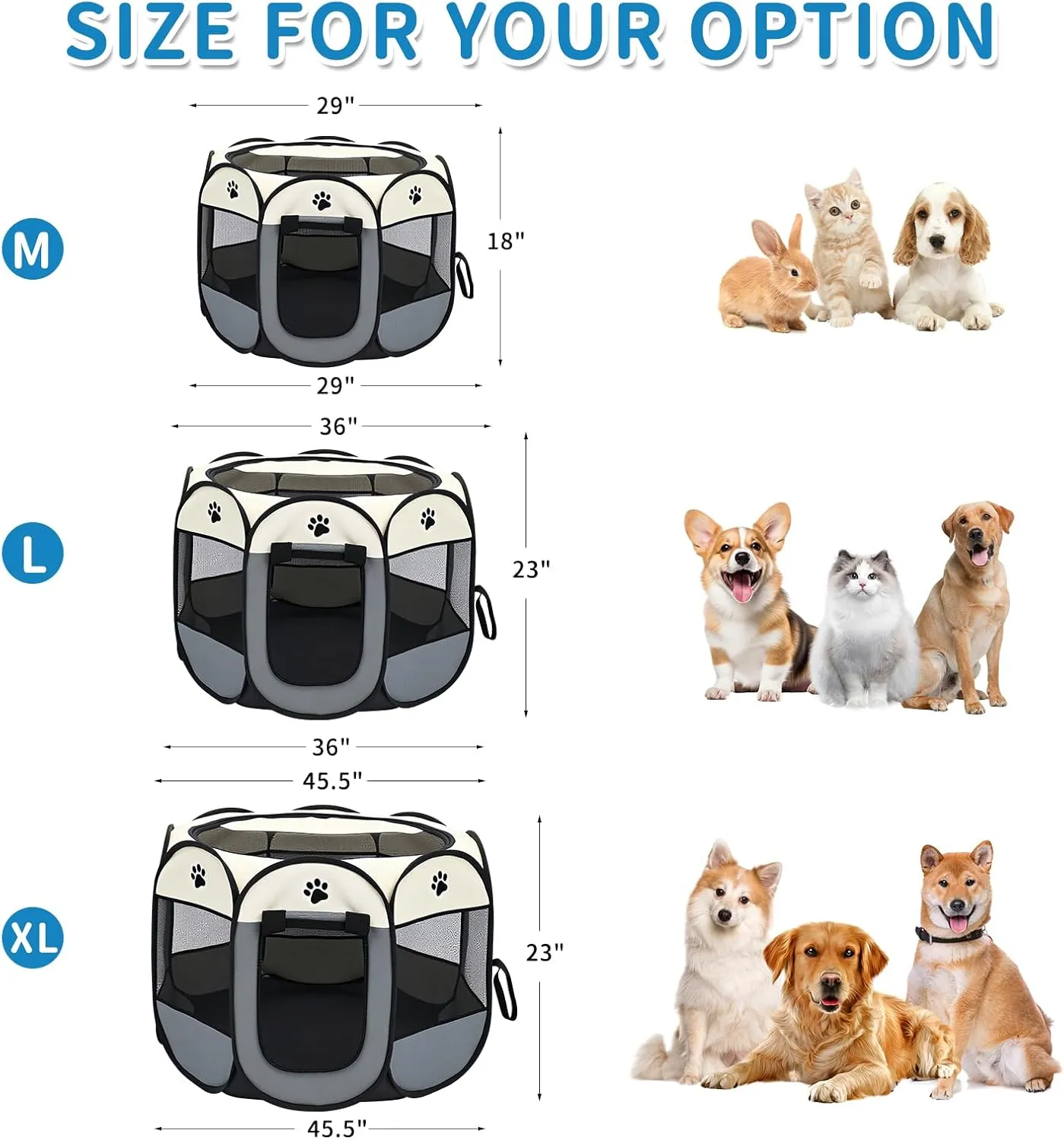 Dog Play Pen Portable Cat House Easy Assemble Pet Indoor/Outdoor Security Cage Red L