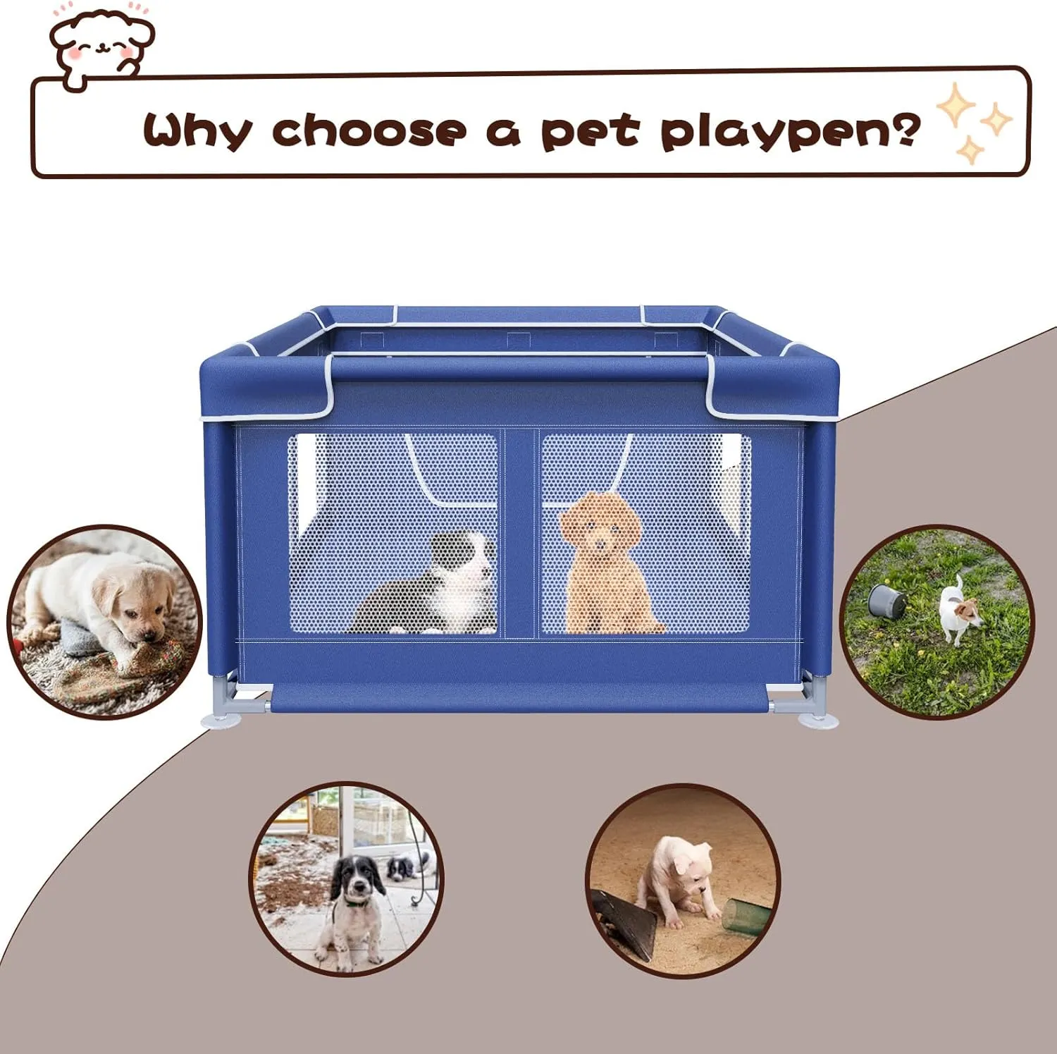 Dog Playpen 42  42 Inch, Puppy PlayPen with Gate for Puppies, Small and Medium Dogs, Pet PlayPen for Outdoors & Indoors