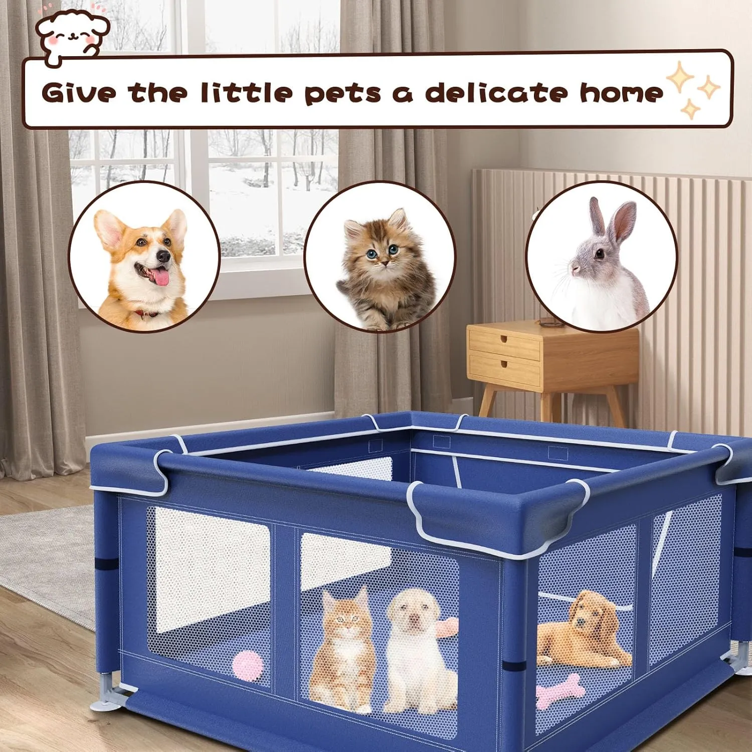 Dog Playpen 42  42 Inch, Puppy PlayPen with Gate for Puppies, Small and Medium Dogs, Pet PlayPen for Outdoors & Indoors