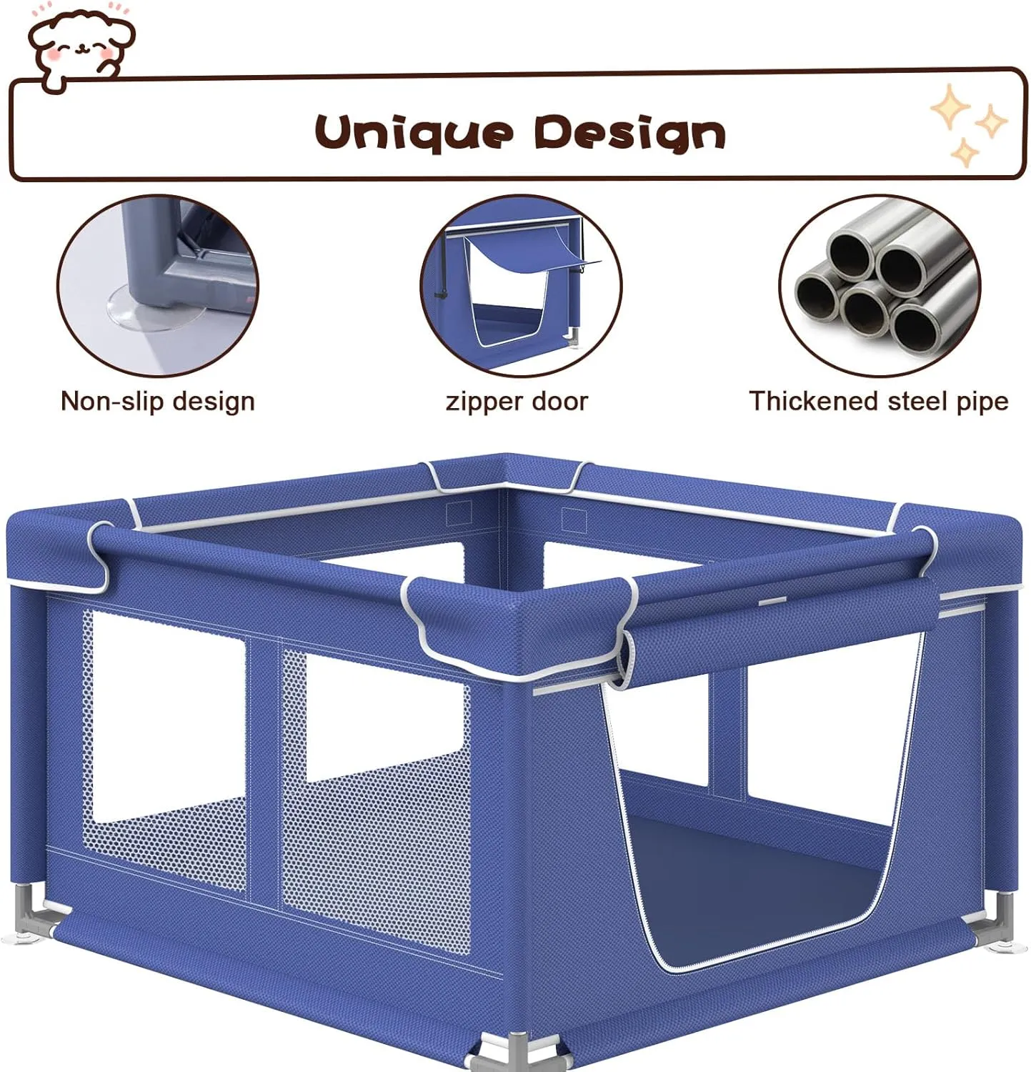 Dog Playpen 42  42 Inch, Puppy PlayPen with Gate for Puppies, Small and Medium Dogs, Pet PlayPen for Outdoors & Indoors