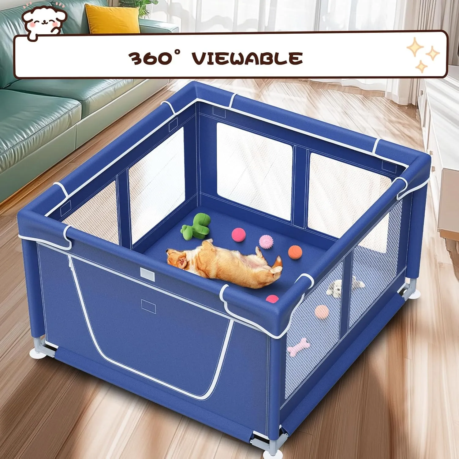 Dog Playpen 42  42 Inch, Puppy PlayPen with Gate for Puppies, Small and Medium Dogs, Pet PlayPen for Outdoors & Indoors