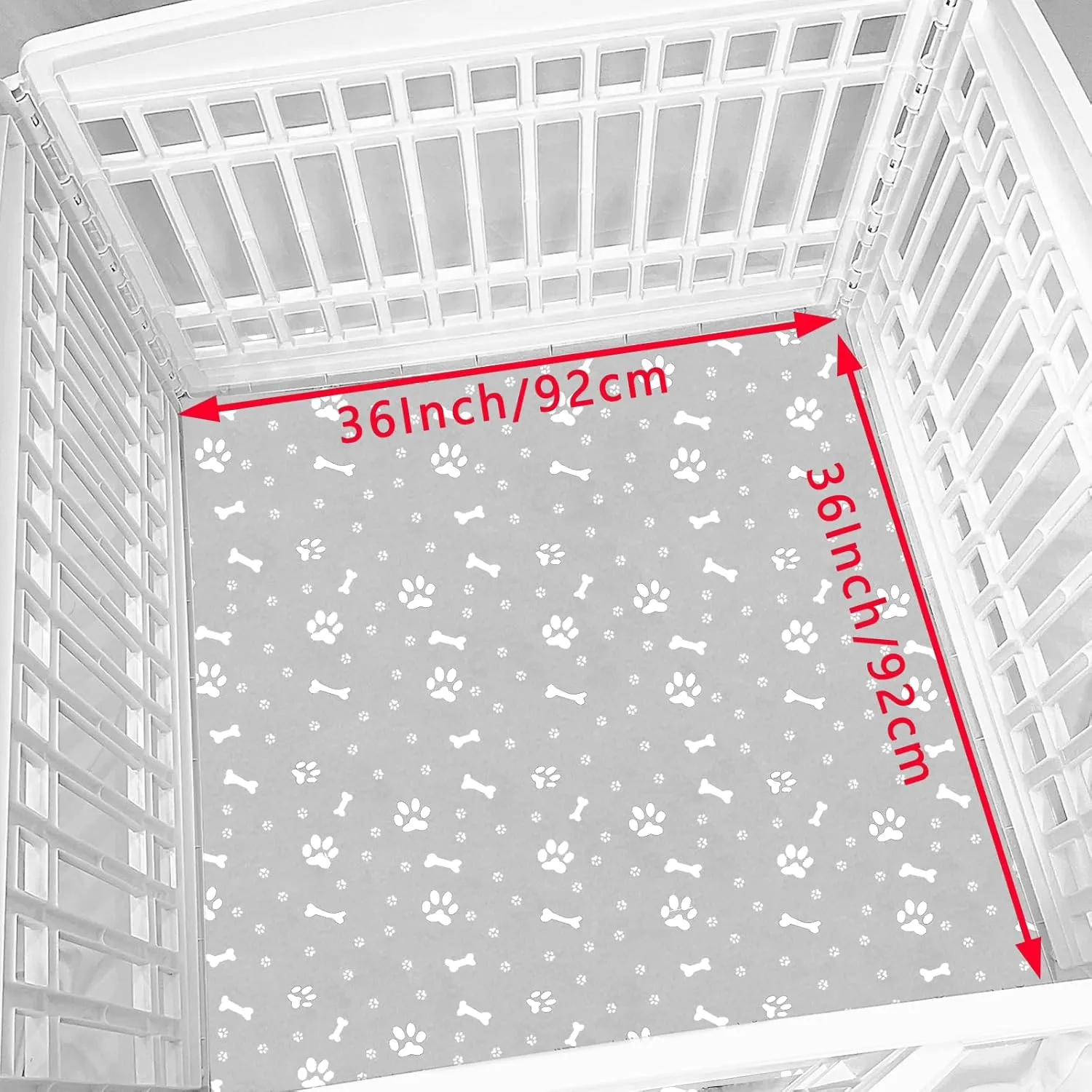 Dog Playpen Bottom Pad Fits for 36 Inch 4 Panels Exercise Pet Playpen, Dog Crate Pad Puppy Playpen Pad, Hoop and Loop Design (Note: Playpen Not Included). -Gray