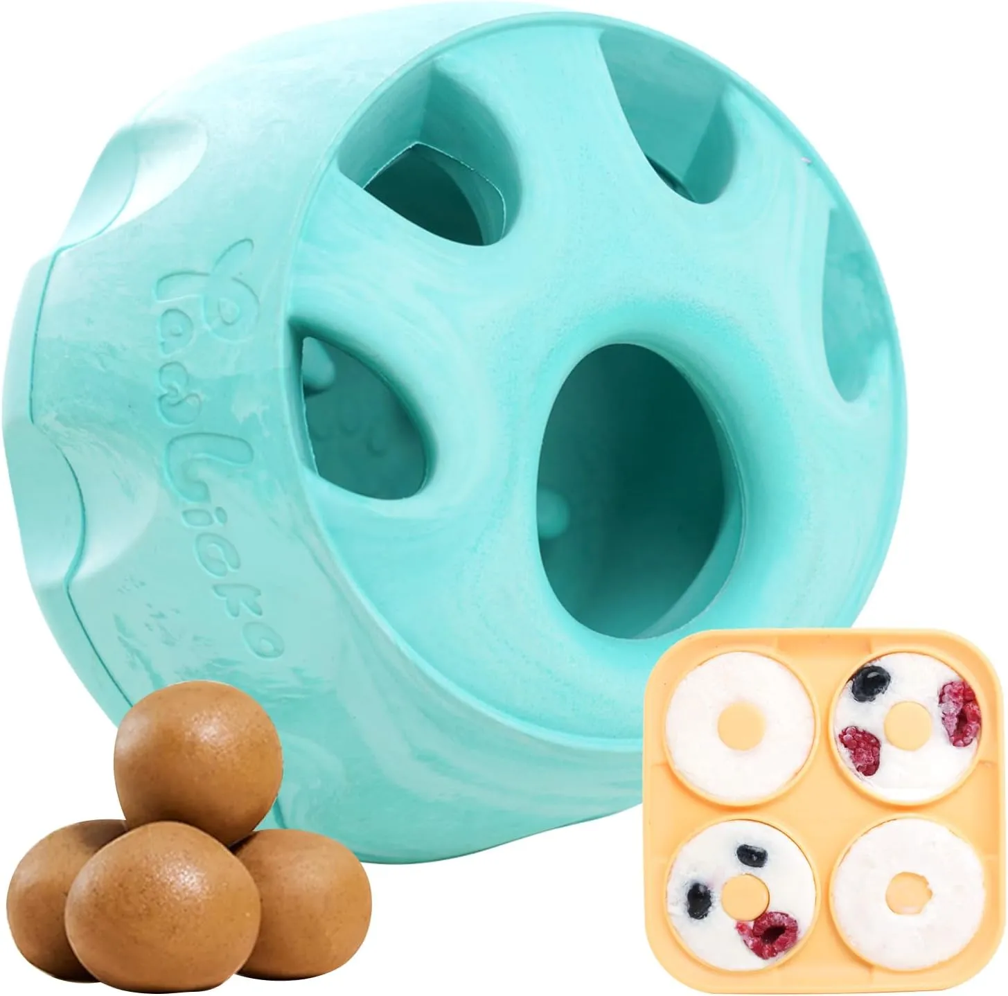 Dog Toy & Frozen Treat Tray - Compatible with Refill Pops, Freezable Fillable Rubber Dog Toys for Boredom, Reduce Anxiety, Dog Enrichment Puzzle Toy for Medium Large Dogs >25 lbs(Green)