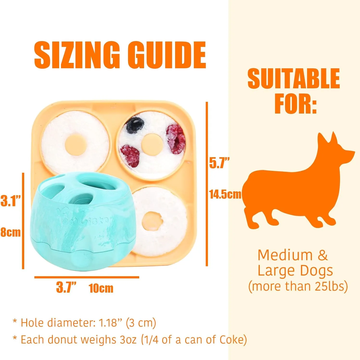 Dog Toy & Frozen Treat Tray - Compatible with Refill Pops, Freezable Fillable Rubber Dog Toys for Boredom, Reduce Anxiety, Dog Enrichment Puzzle Toy for Medium Large Dogs >25 lbs(Green)