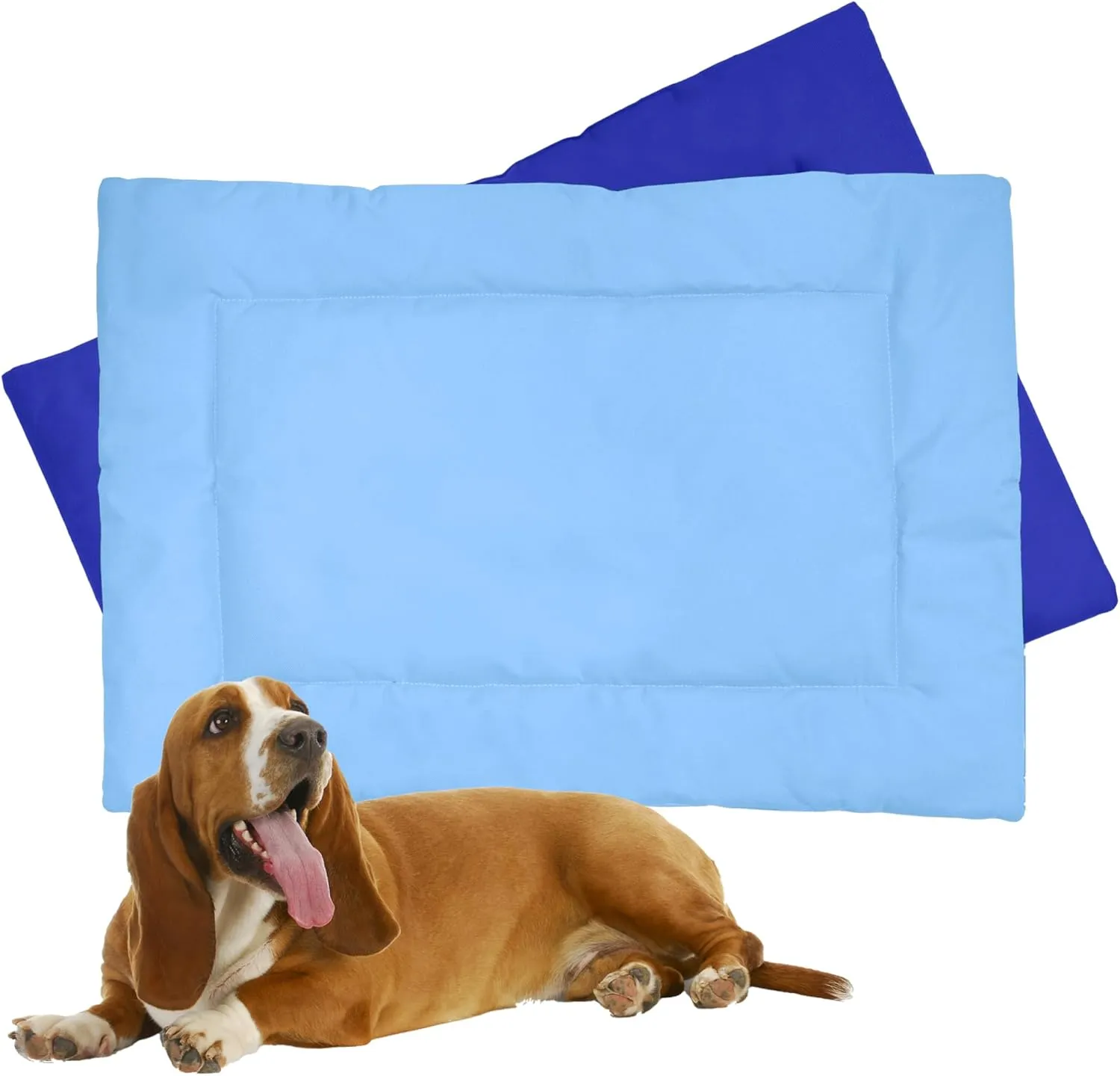 Downtown Pet Supply Dog Crate Pad, 29" x 20" - Waterproof, Ripstop Nylon Dog Crate Mat Chew Proof and Machine Washable - Light and Dark Blue - M
