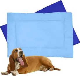 Downtown Pet Supply Dog Crate Pad, 29" x 20" - Waterproof, Ripstop Nylon Dog Crate Mat Chew Proof and Machine Washable - Light and Dark Blue - M