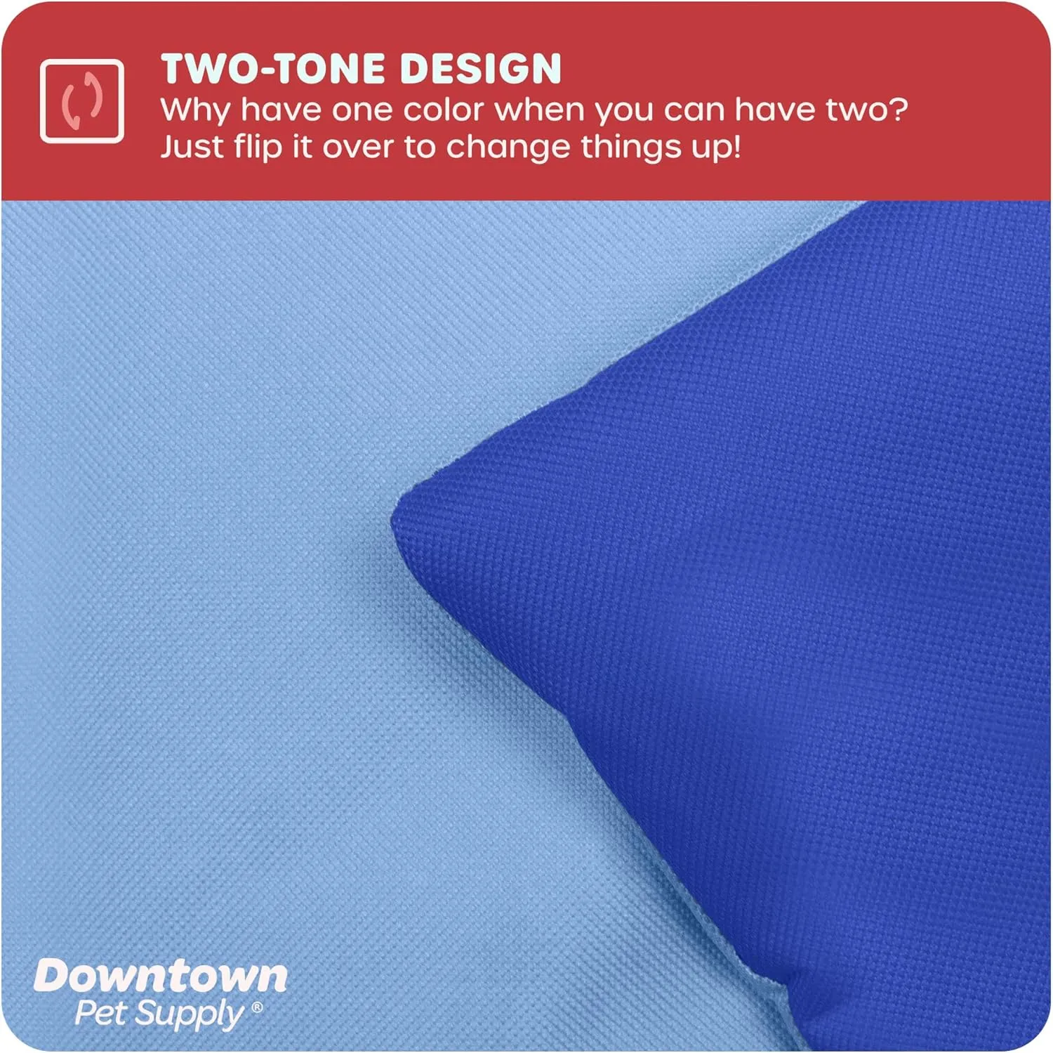 Downtown Pet Supply Dog Crate Pad, 29" x 20" - Waterproof, Ripstop Nylon Dog Crate Mat Chew Proof and Machine Washable - Light and Dark Blue - M