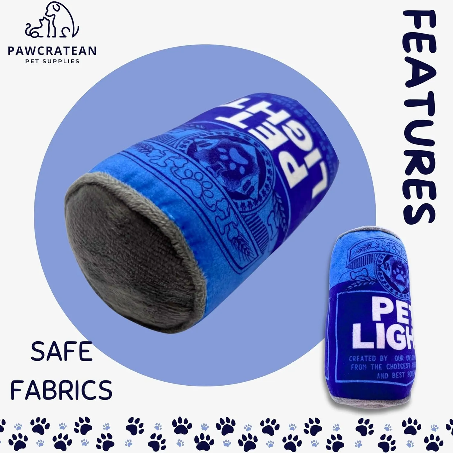 Drinks Plush Dog Toy, Squeaker, Interactive Pet Toy for Small and Medium Dogs Teeth Cleaning Self-Entertertrainment (Blue Beer)