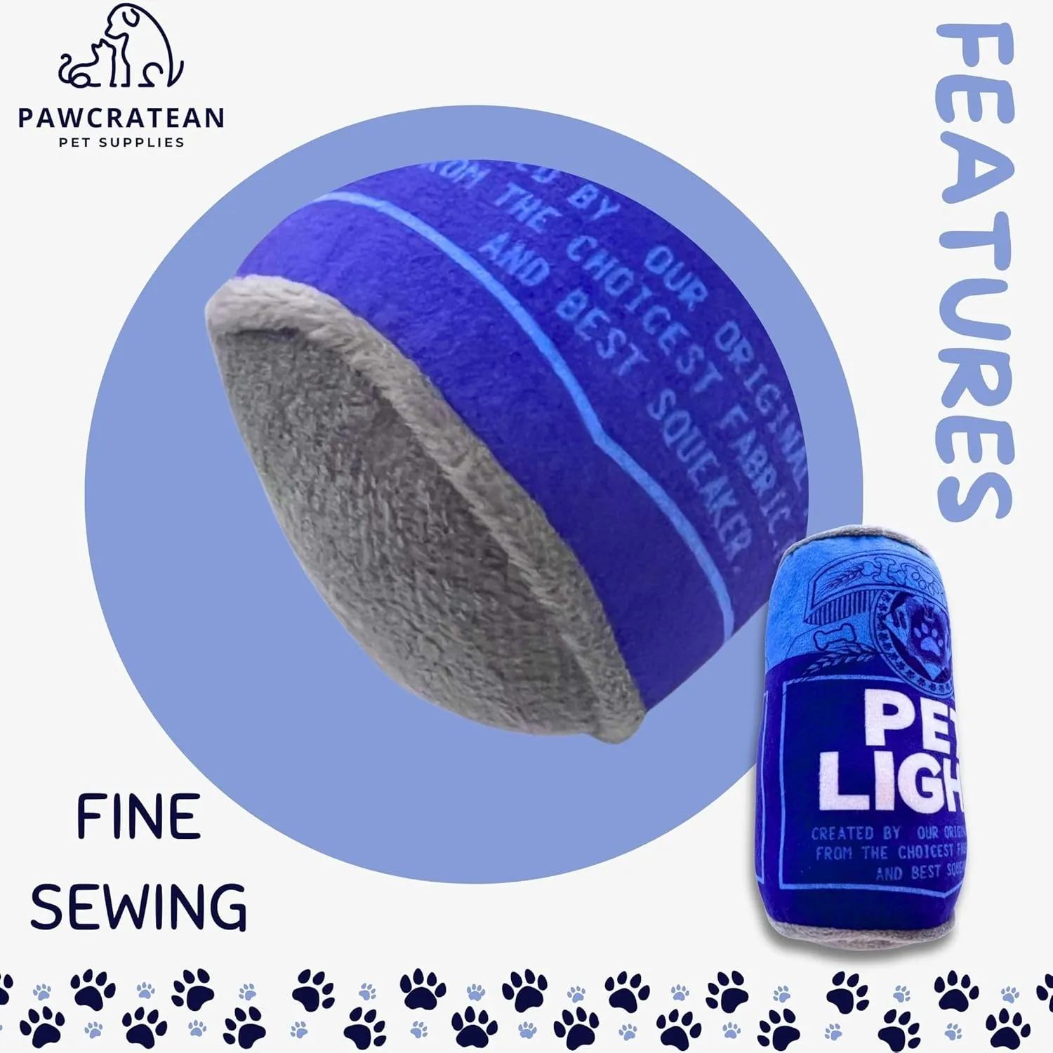 Drinks Plush Dog Toy, Squeaker, Interactive Pet Toy for Small and Medium Dogs Teeth Cleaning Self-Entertertrainment (Blue Beer)