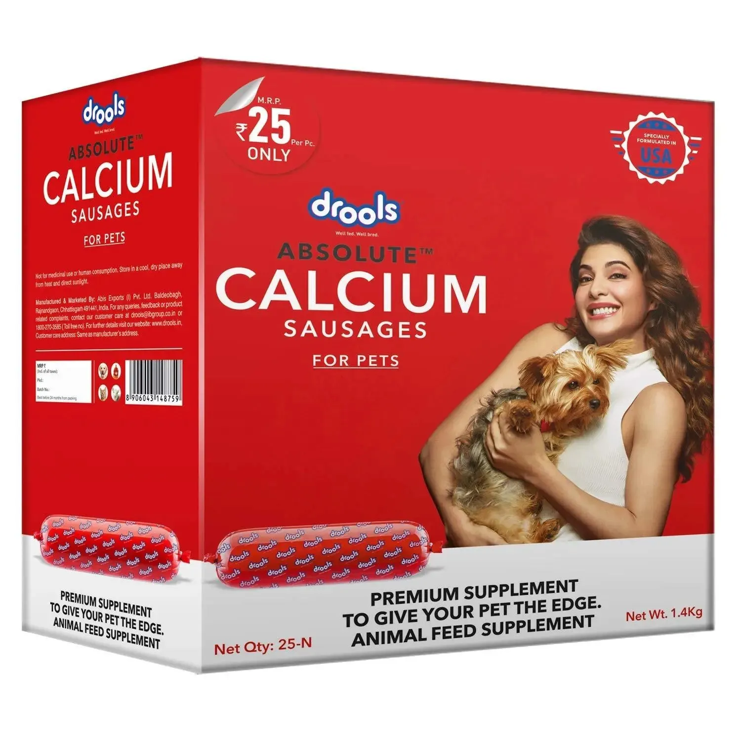 Drools Absolute Calcium Sausage, Dog Supplement, 18 Pieces, 1.4 kg