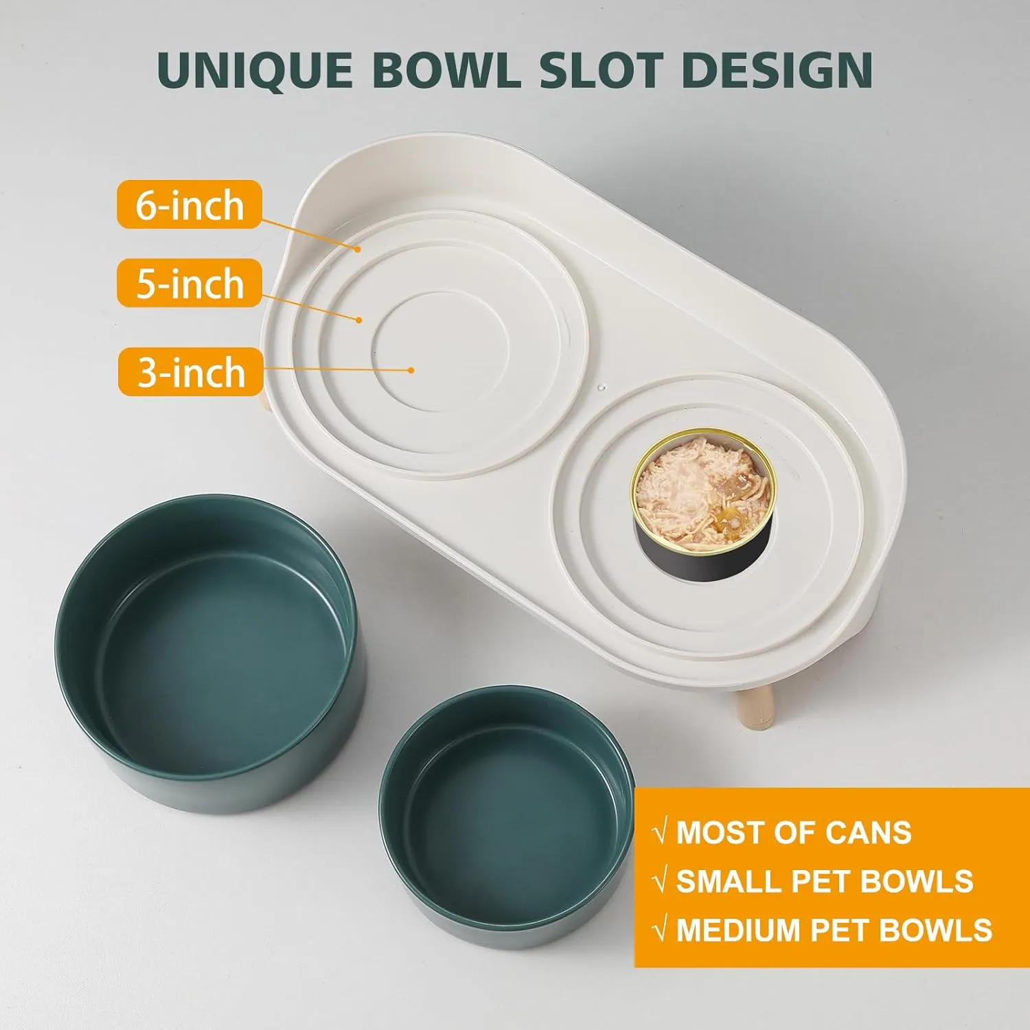 Elevated Ceramic Dog Bowl Set - Double Dog Feeding Bowls with Stand Splash Proof - Raised Dishes for Food and Water - Ideal for Small to Medium Dogs - 2 x 850 ml - 28.74 oz