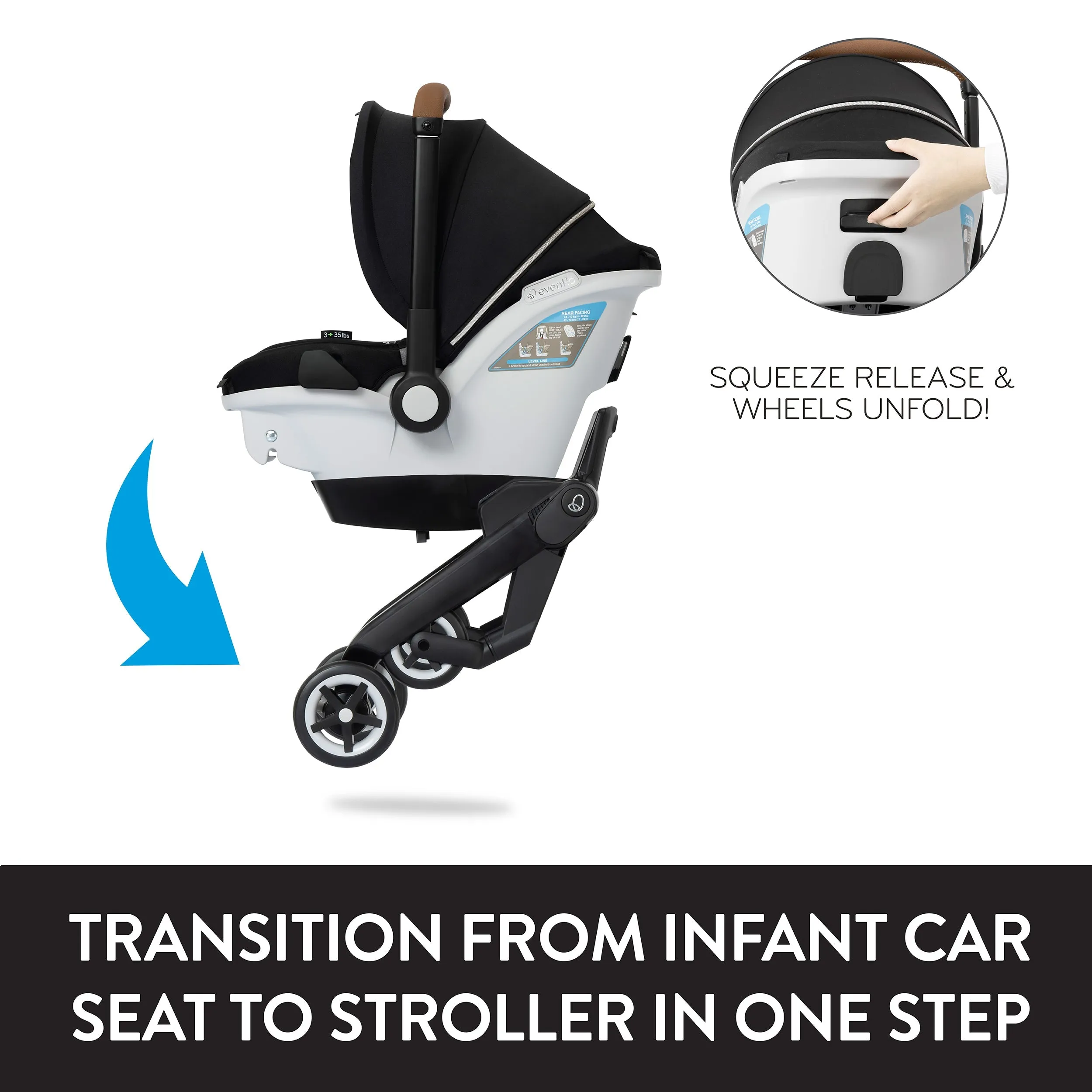 Evenflo Gold Shyft DualRide Infant Car Seat and Stroller Combo With Extended Canopy - Damaged Box