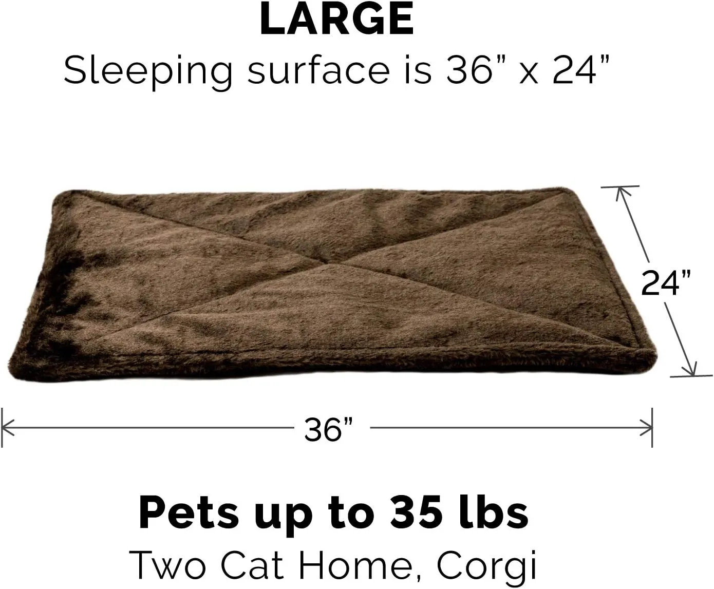 Furhaven ThermaNAP Self-Warming Cat Bed for Indoor Cats & Large/Medium Dogs, Washable & Reflects Body Heat - Quilted Faux Fur Reflective Bed Mat - Espresso, Large